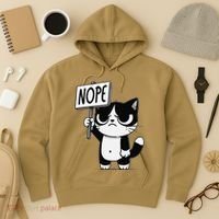 Funny Cat Nope Grumpy Face Cat Sarcastic Mom Dad Hoodie thumb 3