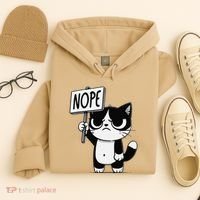 Funny Cat Nope Grumpy Face Cat Sarcastic Mom Dad Hoodie thumb 4