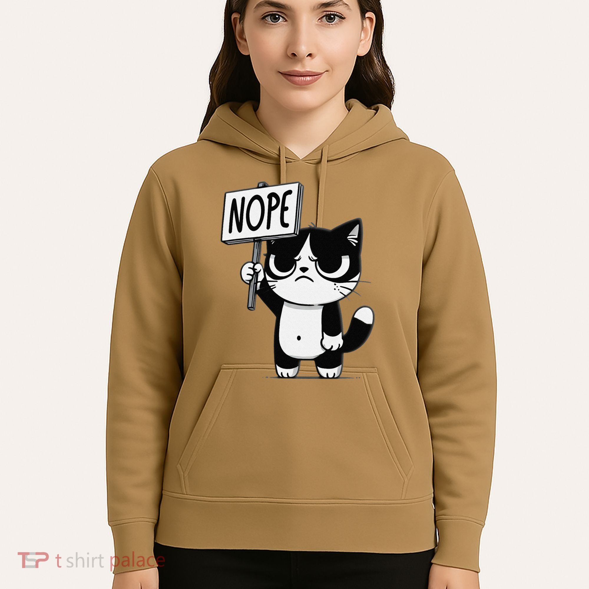 Funny Cat Nope Grumpy Face Cat Sarcastic Mom Dad Hoodie