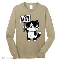 Funny Cat Nope Grumpy Face Cat Sarcastic Mom Dad Long Sleeve Shirt thumb 0