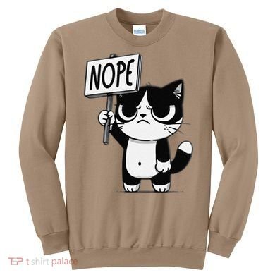 Funny Cat Nope Grumpy Face Cat Sarcastic Mom Dad Sweatshirt