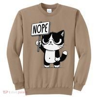 Funny Cat Nope Grumpy Face Cat Sarcastic Mom Dad Sweatshirt thumb 0