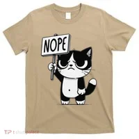 Funny Cat Nope Grumpy Face Cat Sarcastic Mom Dad T-Shirt thumb 0