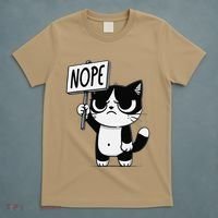 Funny Cat Nope Grumpy Face Cat Sarcastic Mom Dad T-Shirt thumb 5