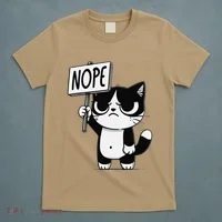 Funny Cat Nope Grumpy Face Cat Sarcastic Mom Dad T-Shirt thumb 5