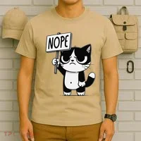 Funny Cat Nope Grumpy Face Cat Sarcastic Mom Dad T-Shirt thumb 6