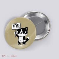 Funny Cat Nope Grumpy Face Cat Sarcastic Mom Dad Button thumb 0