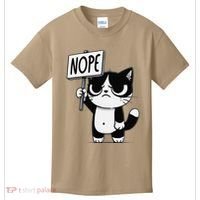 Funny Cat Nope Grumpy Face Cat Sarcastic Mom Dad Kids T-Shirt thumb 0