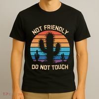 Funny Cactus Not Friendly Do Not Touch Vintage Prickly T-Shirt thumb 3