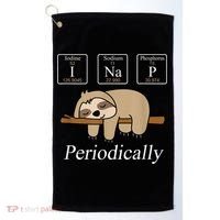 Funny Chemistry Nerdy Lazy Sloth I Nap Periodically Golf Towel thumb 0