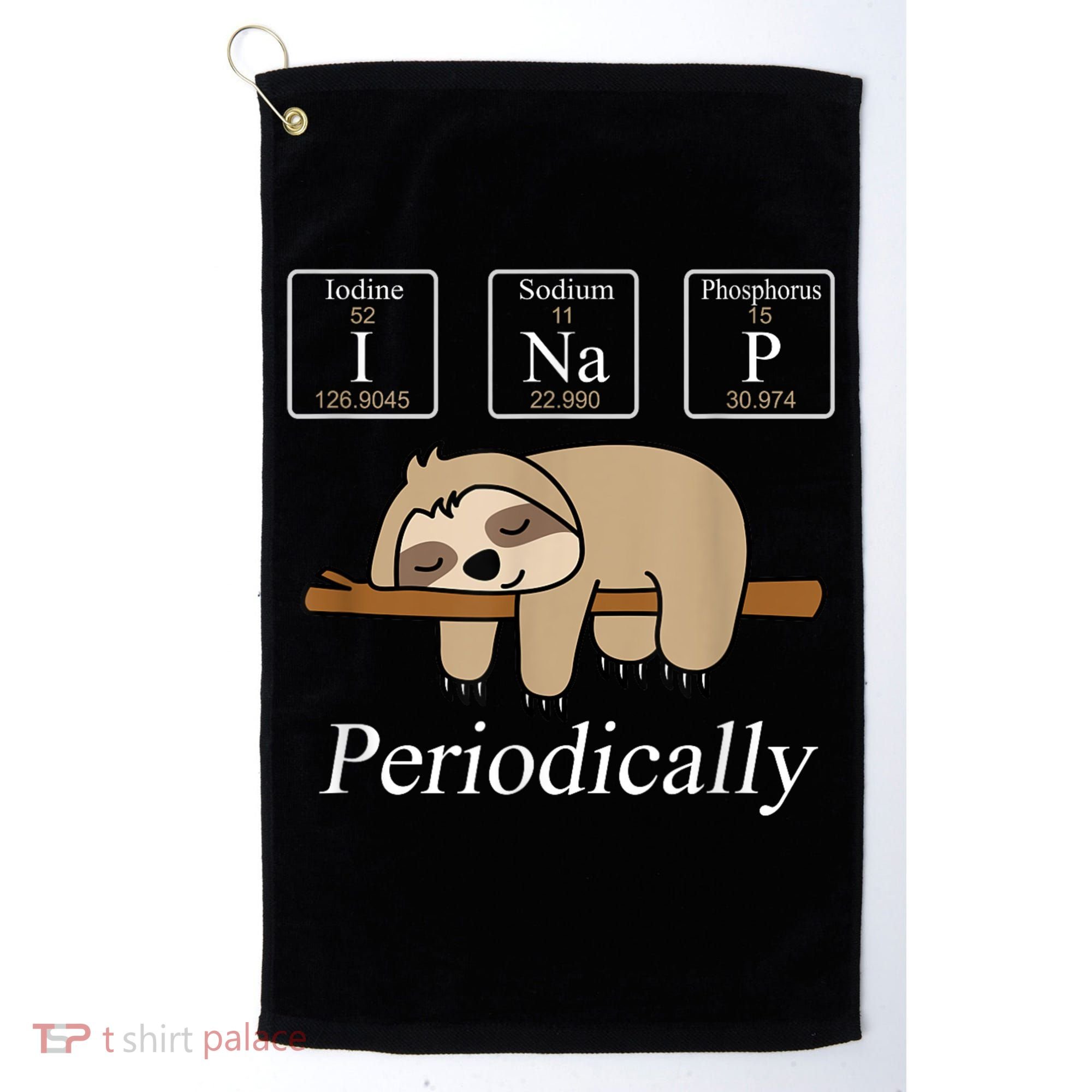 Funny Chemistry Nerdy Lazy Sloth I Nap Periodically Golf Towel
