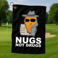 Funny Chicken Nuggets Nugs Not Drugs Golf Towel thumb 1