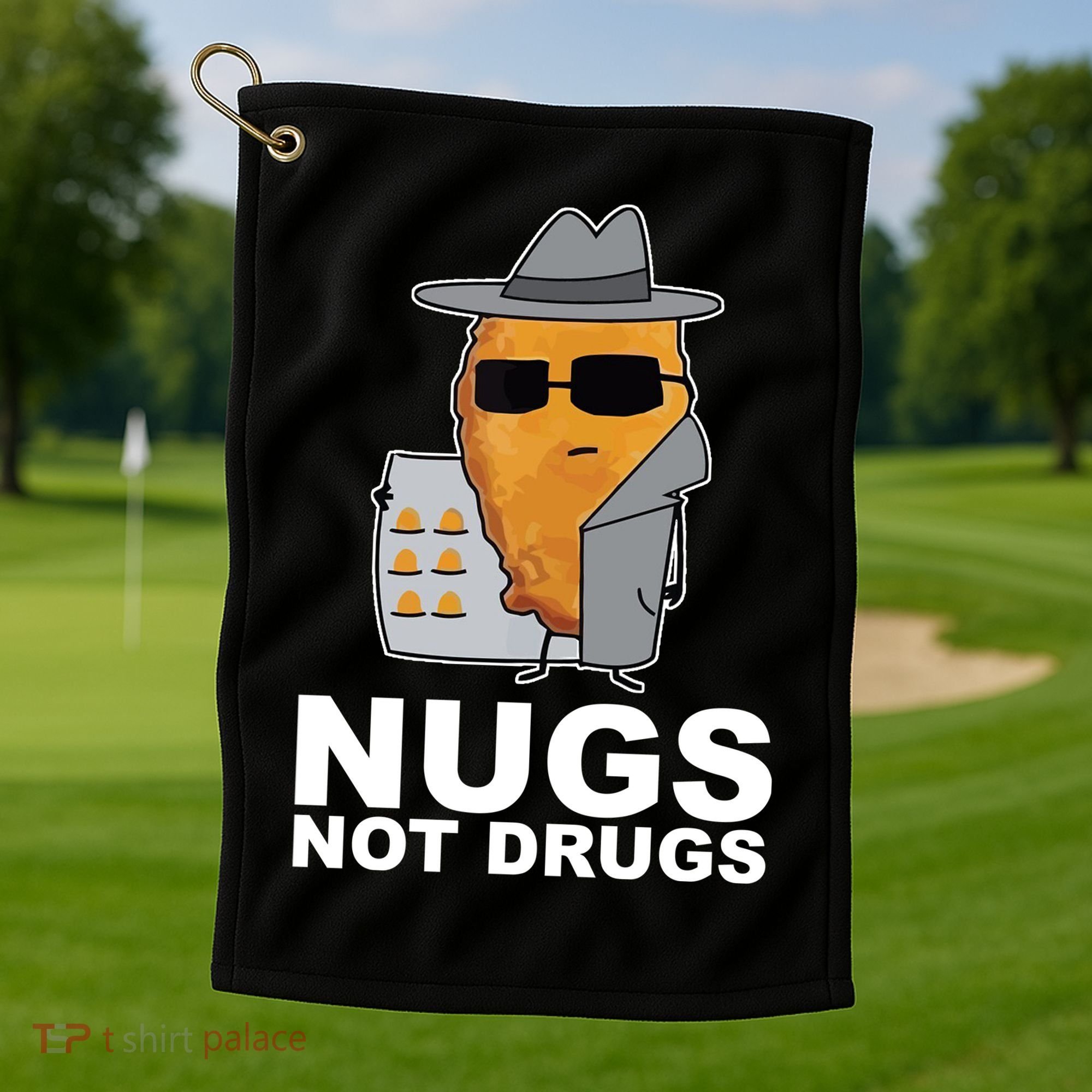 Funny Chicken Nuggets Nugs Not Drugs Golf Towel