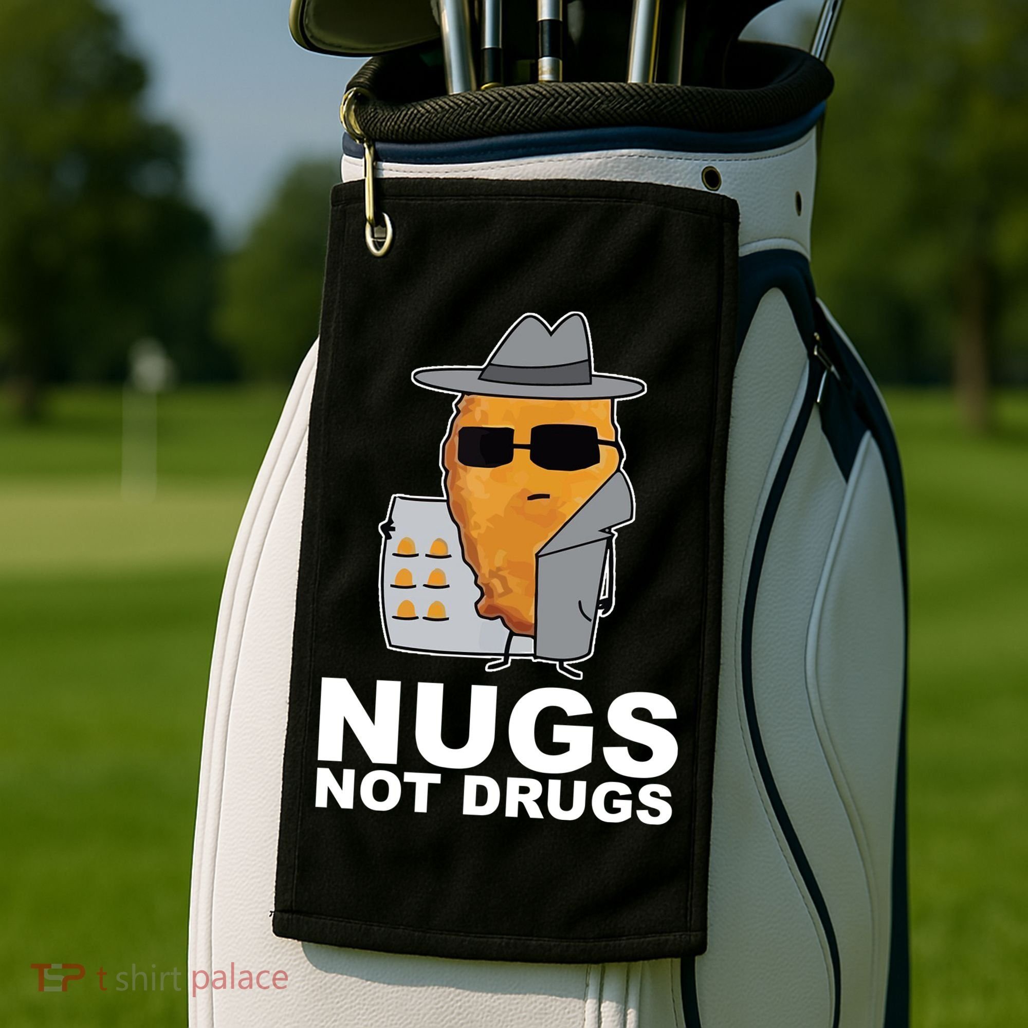 Funny Chicken Nuggets Nugs Not Drugs Golf Towel