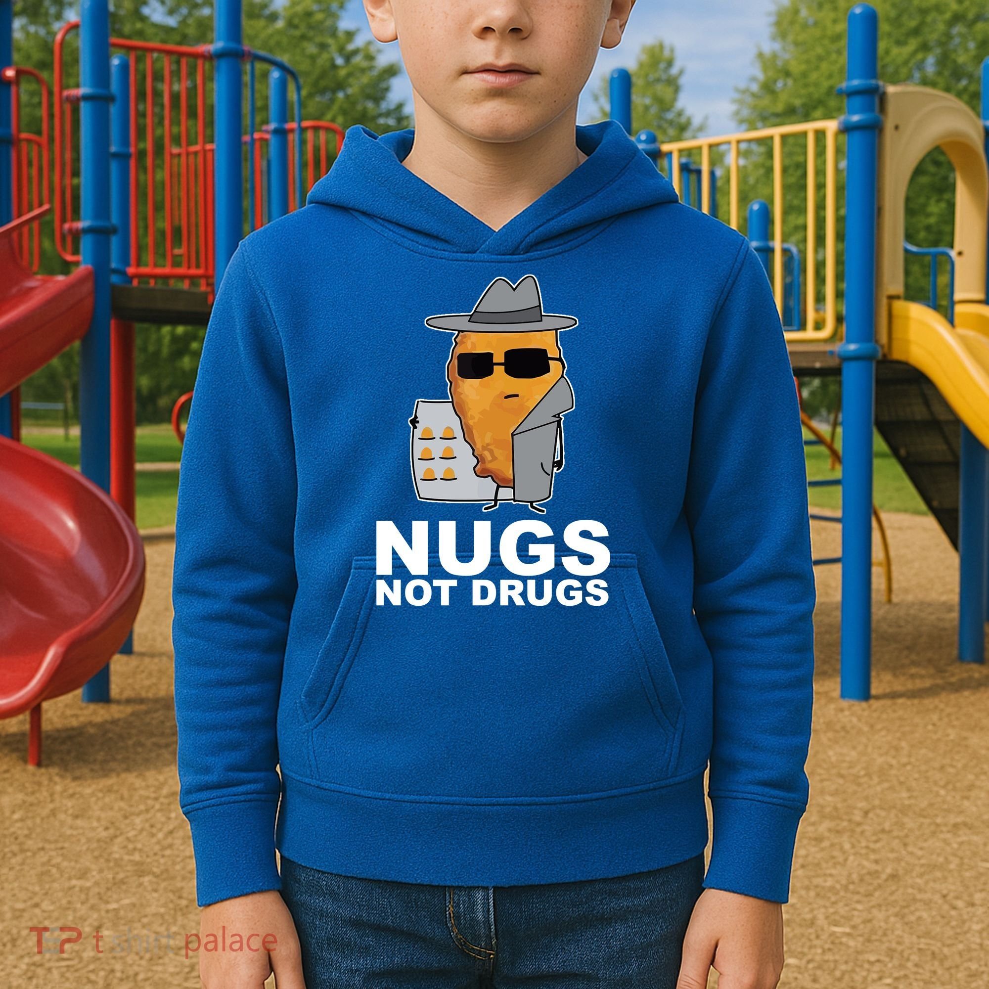 Funny Chicken Nuggets Nugs Not Drugs Kids Hoodie