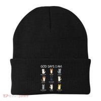 Funny Cat Ns God Says I Am Christian Cat Lover Beanie thumb 0