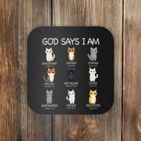 Funny Cat Ns God Says I Am Christian Cat Lover Coaster thumb 0
