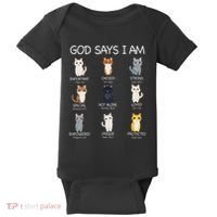 Funny Cat Ns God Says I Am Christian Cat Lover Baby Bodysuit thumb 0