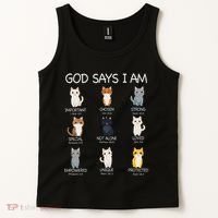 Funny Cat Ns God Says I Am Christian Cat Lover Tank Top thumb 2