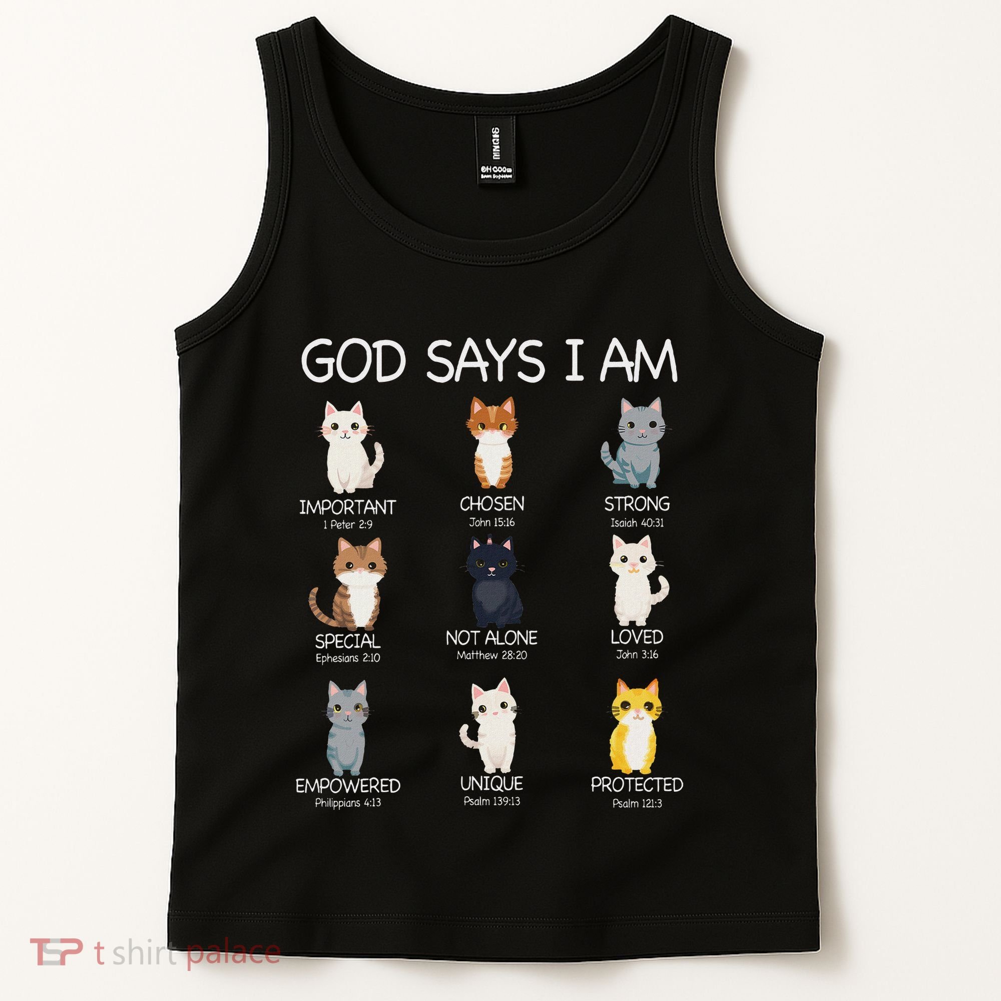 Funny Cat Ns God Says I Am Christian Cat Lover Tank Top