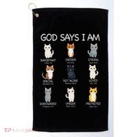 Funny Cat Ns God Says I Am Christian Cat Lover Golf Towel thumb 0
