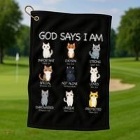 Funny Cat Ns God Says I Am Christian Cat Lover Golf Towel thumb 1
