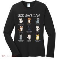 Funny Cat Ns God Says I Am Christian Cat Lover Women's Long Sleeve Shirt thumb 0