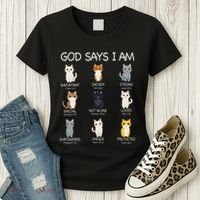 Funny Cat Ns God Says I Am Christian Cat Lover Women's T-Shirt thumb 3
