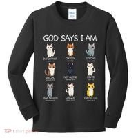 Funny Cat Ns God Says I Am Christian Cat Lover Kids Long Sleeve Shirt thumb 0