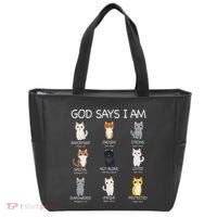 Funny Cat Ns God Says I Am Christian Cat Lover Tote Bag thumb 0