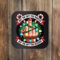 Funny Christmas Not The Gift You Wanted Middle Finger Coaster thumb 0