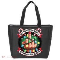 Funny Christmas Not The Gift You Wanted Middle Finger Tote Bag thumb 0