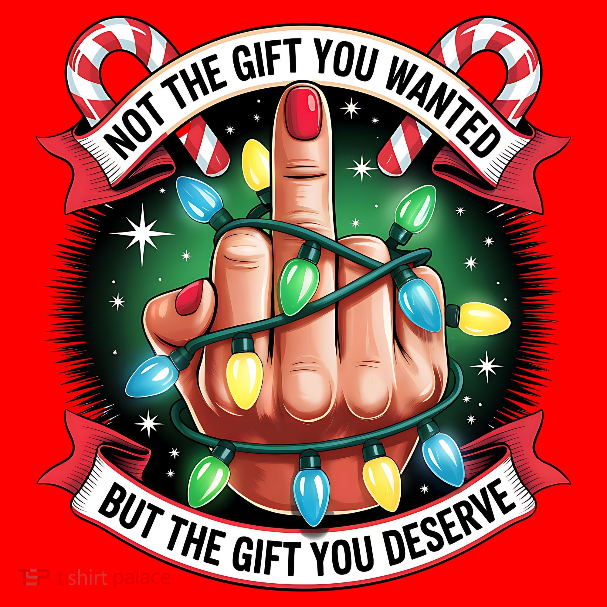 Funny Christmas Not The Gift You Wanted Middle Finger Santa Hat