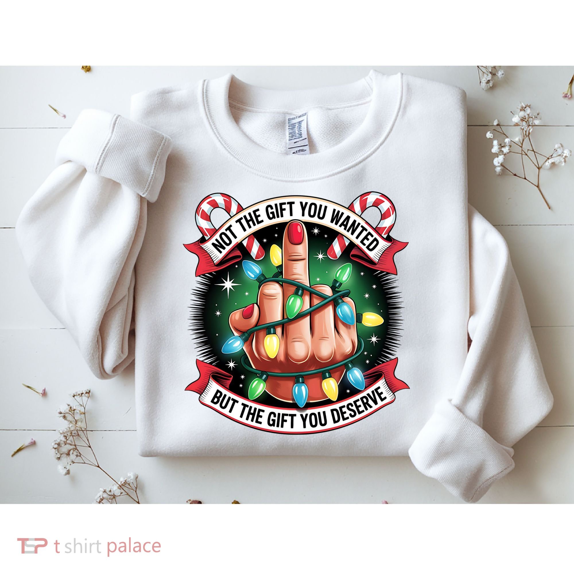 Funny Christmas Not The Gift You Wanted Middle Finger Sweatshirt