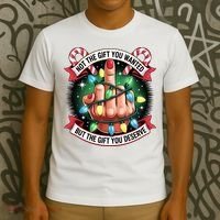Funny Christmas Not The Gift You Wanted Middle Finger T-Shirt thumb 3
