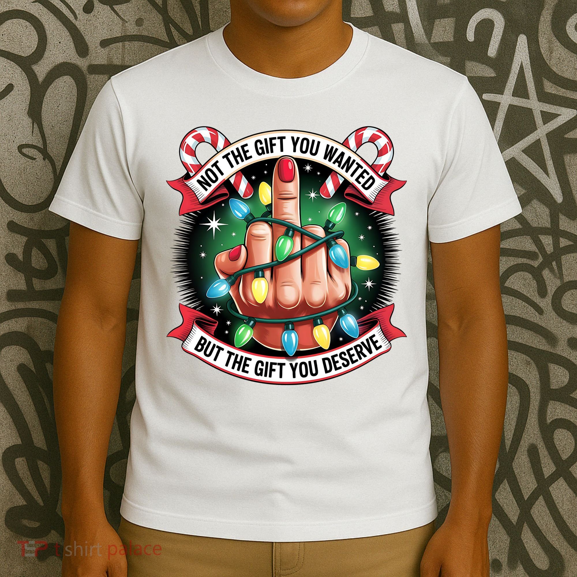 Funny Christmas Not The Gift You Wanted Middle Finger T-Shirt