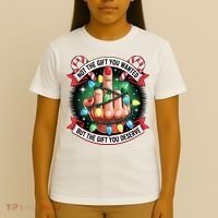 Funny Christmas Not The Gift You Wanted Middle Finger T-Shirt thumb 4