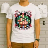 Funny Christmas Not The Gift You Wanted Middle Finger T-Shirt thumb 6