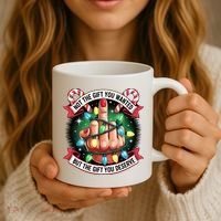 Funny Christmas Not The Gift You Wanted Middle Finger Coffee Mug thumb 3