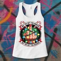 Funny Christmas Not The Gift You Wanted Middle Finger Women's Tank Top thumb 3