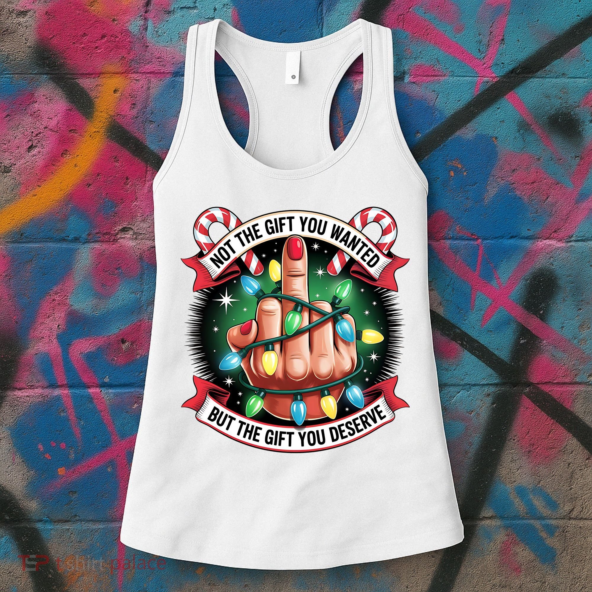 Funny Christmas Not The Gift You Wanted Middle Finger Women's Tank Top
