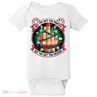 Funny Christmas Not The Gift You Wanted Middle Finger Baby Bodysuit thumb 0