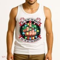 Funny Christmas Not The Gift You Wanted Middle Finger Tank Top thumb 3