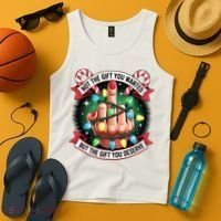 Funny Christmas Not The Gift You Wanted Middle Finger Tank Top thumb 4