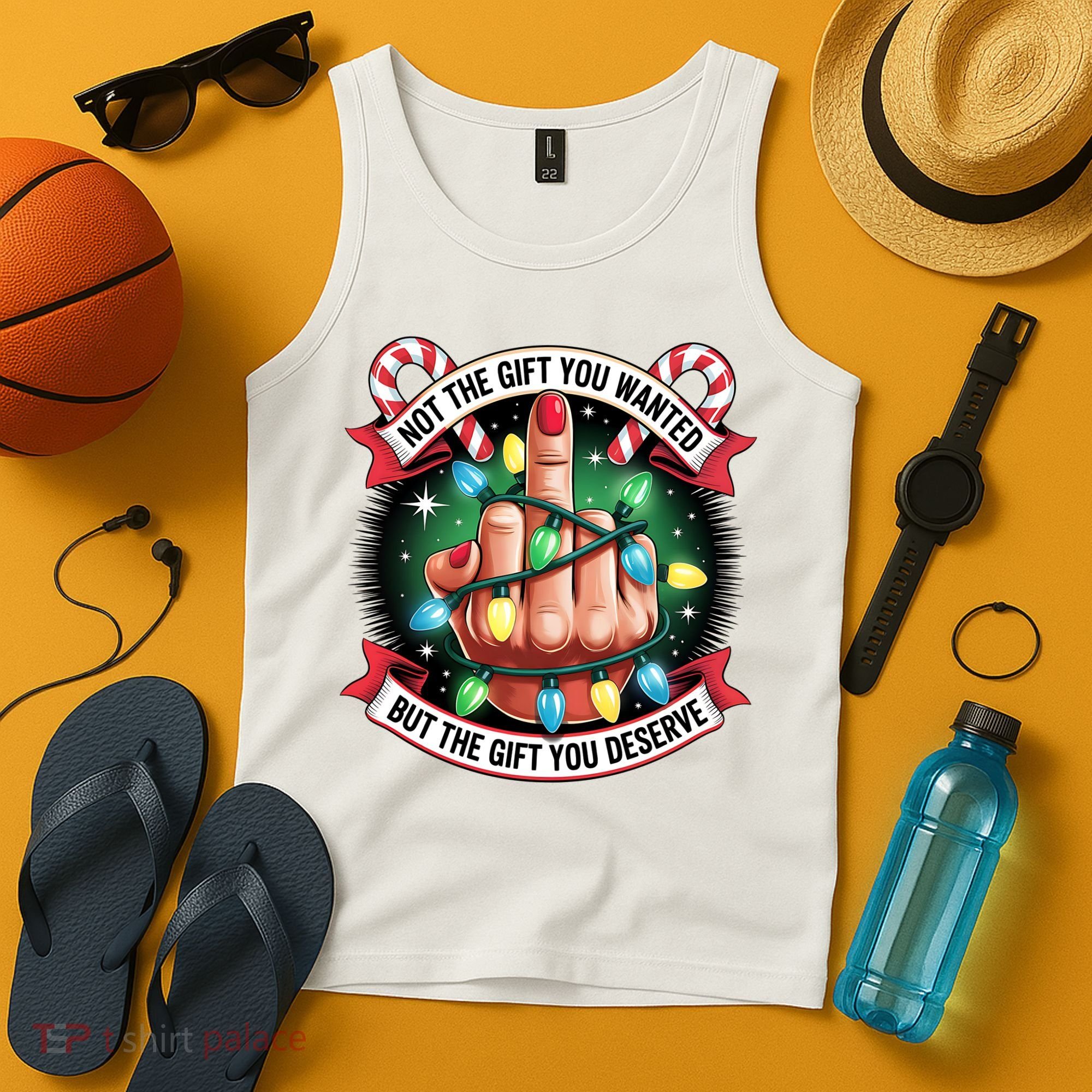 Funny Christmas Not The Gift You Wanted Middle Finger Tank Top