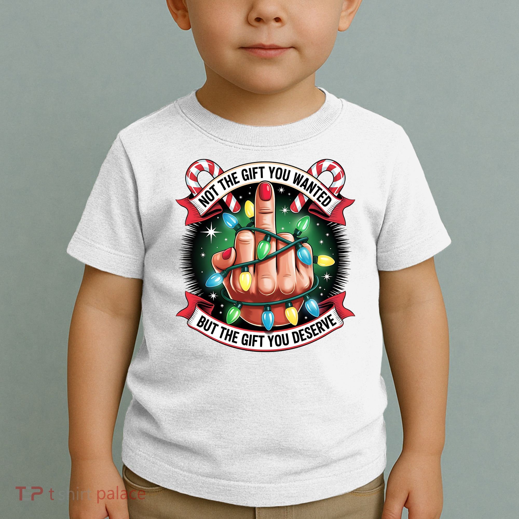 Funny Christmas Not The Gift You Wanted Middle Finger Toddler T-Shirt