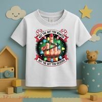 Funny Christmas Not The Gift You Wanted Middle Finger Toddler T-Shirt thumb 3