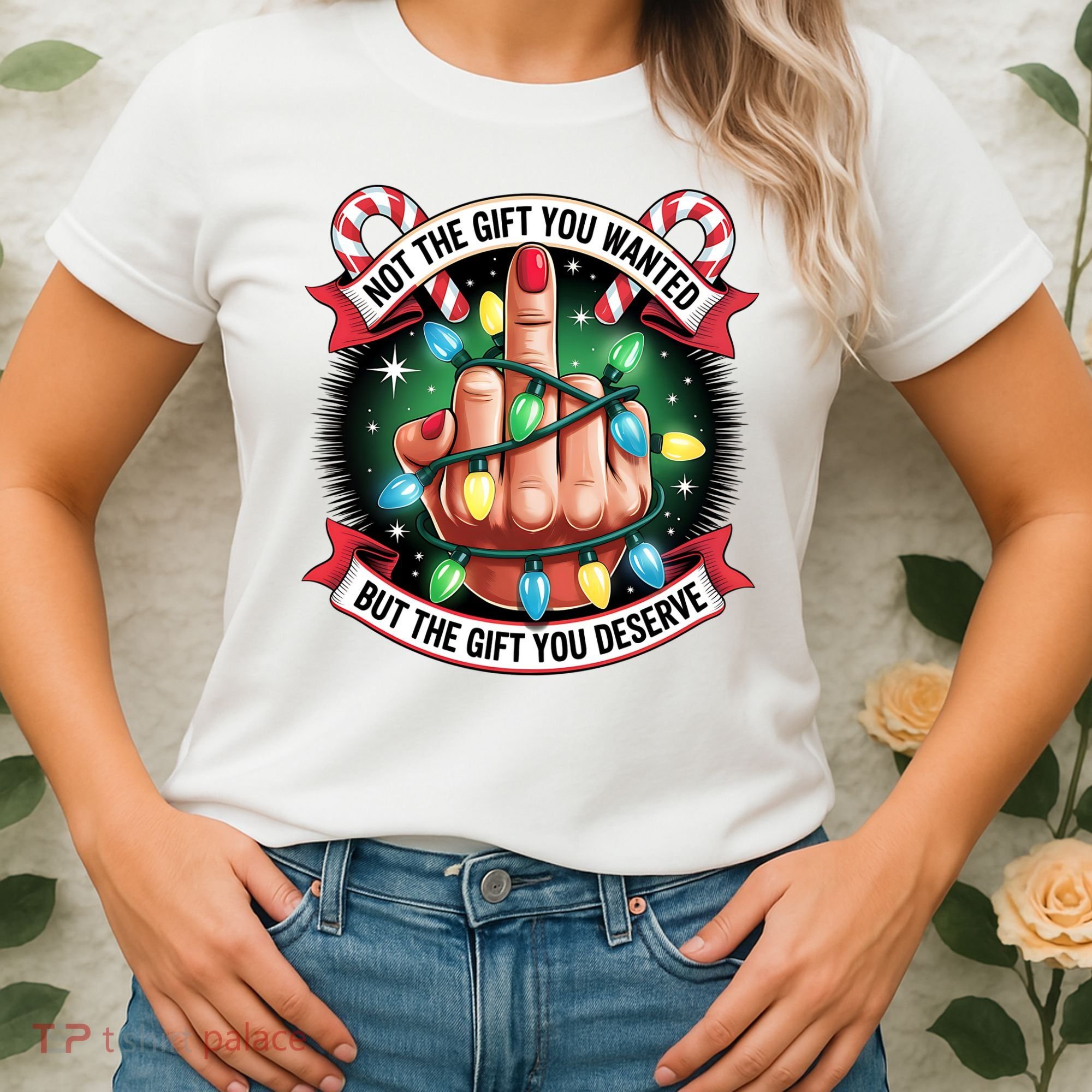 Funny Christmas Not The Gift You Wanted Middle Finger Women's T-Shirt
