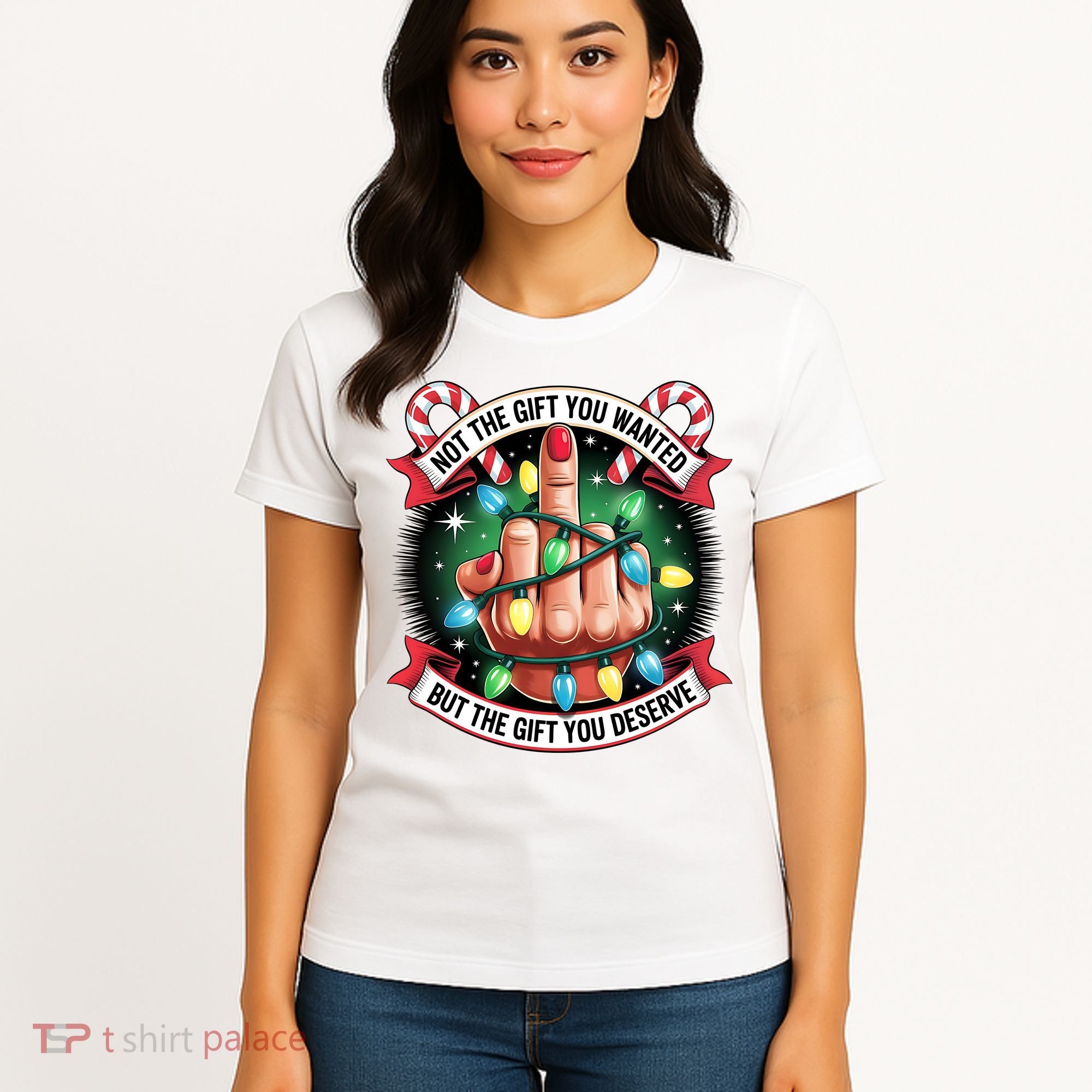 Funny Christmas Not The Gift You Wanted Middle Finger Women's T-Shirt