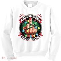 Funny Christmas Not The Gift You Wanted Middle Finger Kids Sweatshirt thumb 0